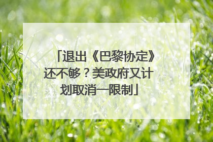 退出《巴黎协定》还不够？美政府又计划取消一限制